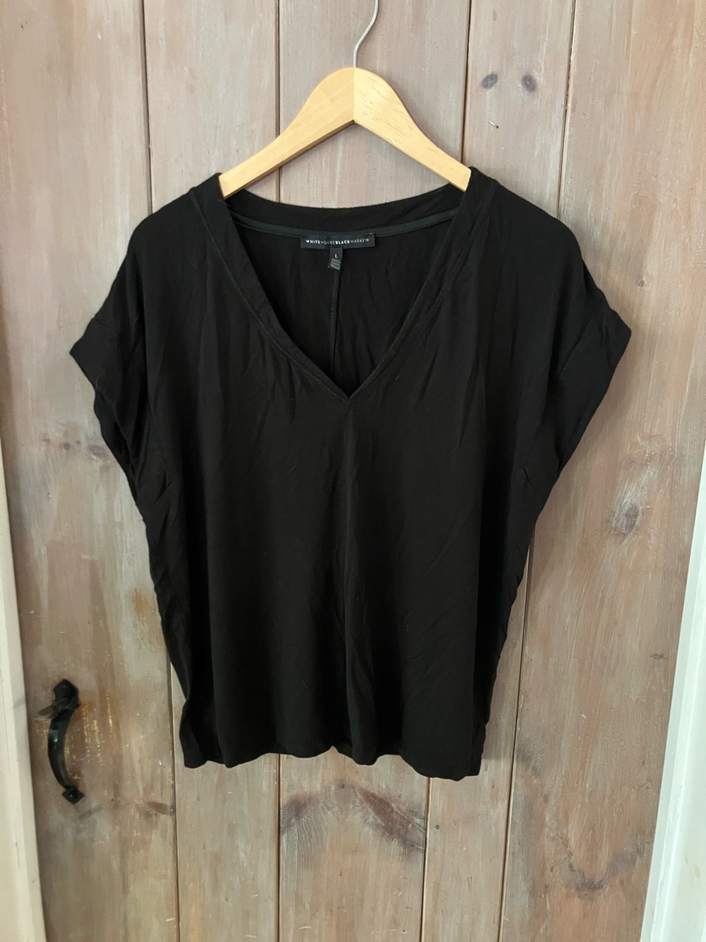White House Black Market Black V-Neck Short Sleeve Tee